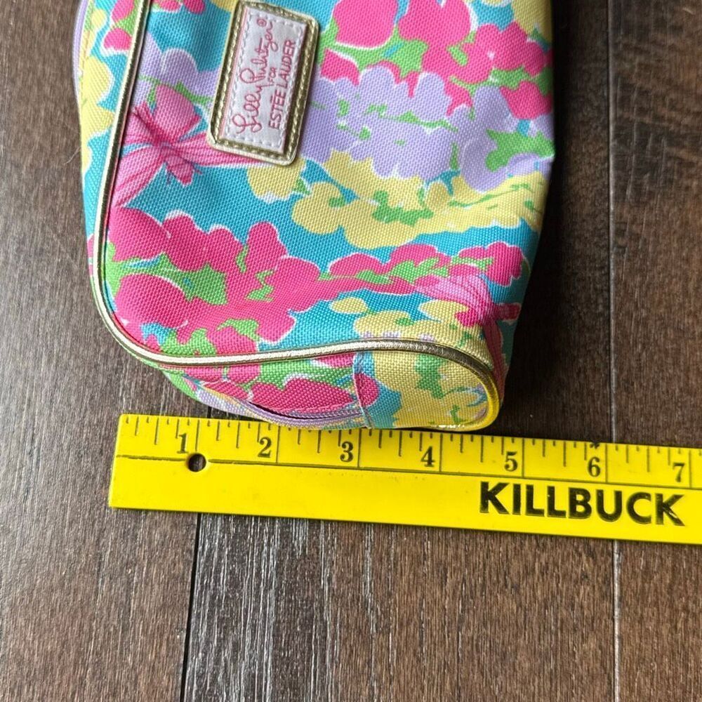 Lilly Pulitizer Estée Lauder make up bag floral pink blue yellow travel luggage - Picture 6 of 6